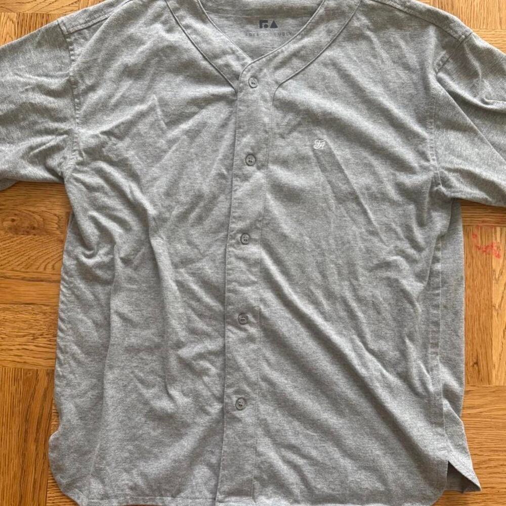 Free Assembly Men’s XXL Gray Baseball Jersey Button Front Shirt